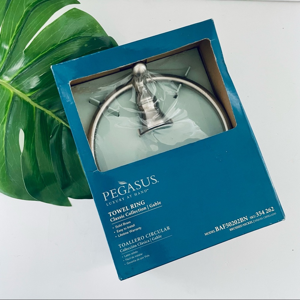 Pegasus Gable Towel Ring Classic Collection Brushed Nickel Lifetime Warranty NWT
